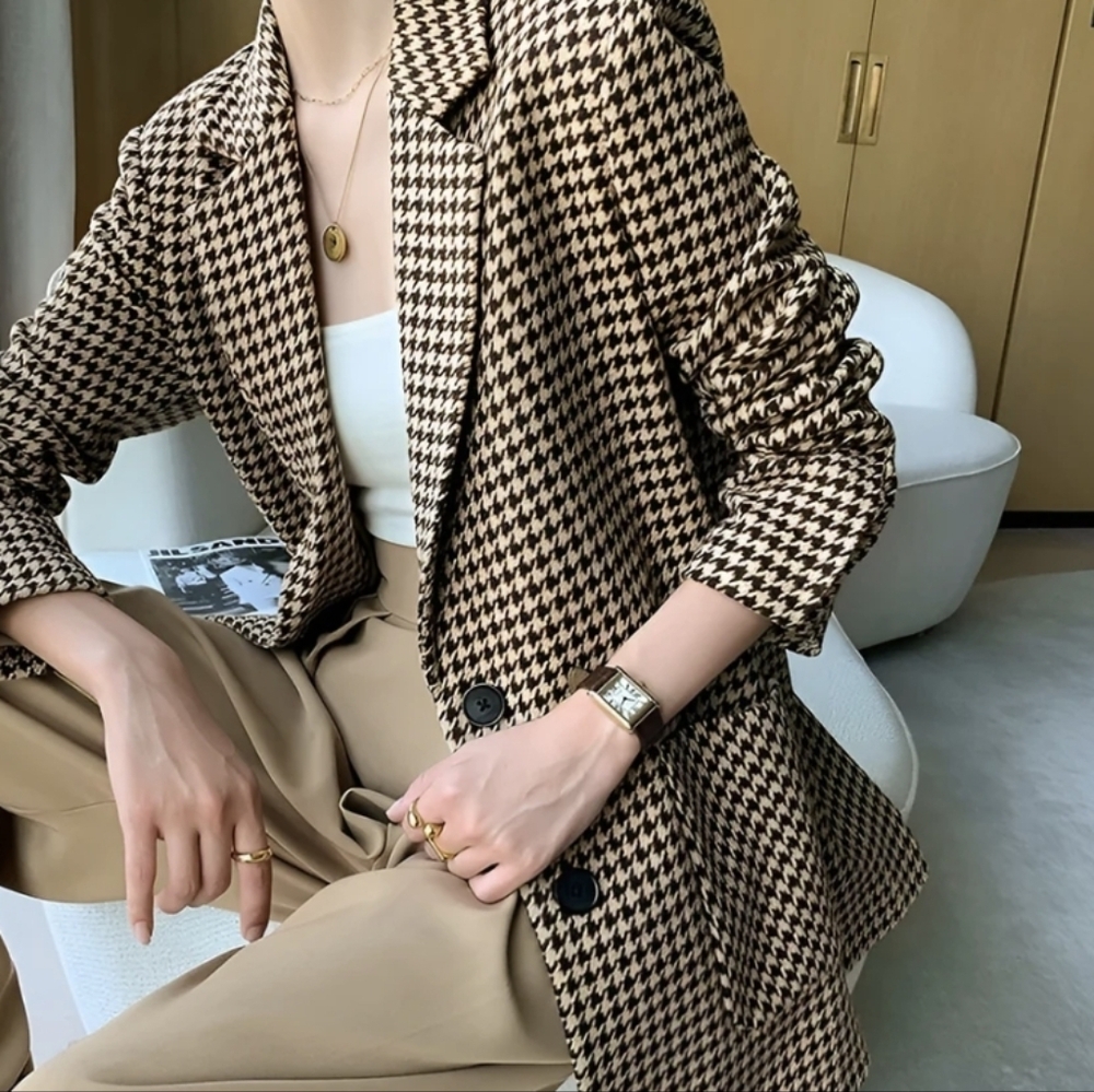 Commense Houndstooth Split Blazer Jacket XS NWT